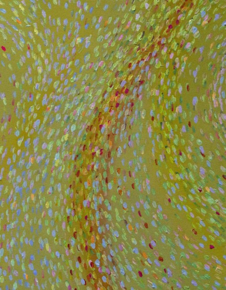 Gwen O'Neil The Hairpin (detail), 2026 Acrylic and acrylic stains on canvas 162.6 x 127 cm 64 x 50 in