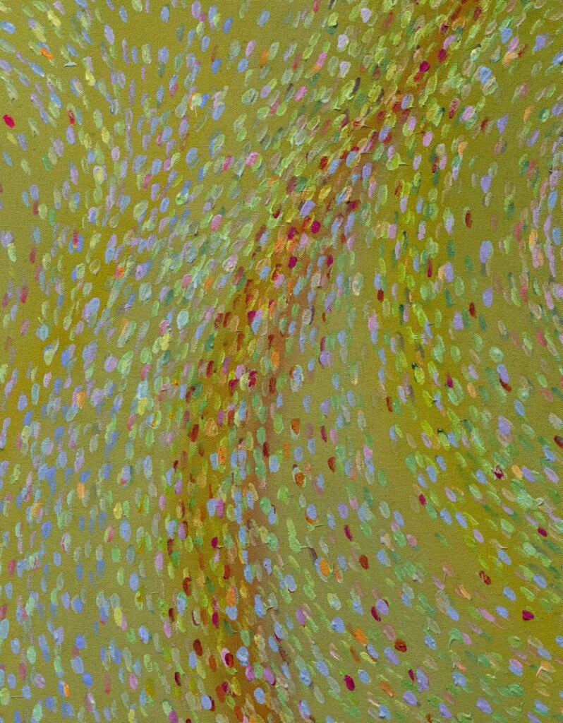 Gwen O'Neil The Hairpin (detail), 2026 Acrylic and acrylic stains on canvas 162.6 x 127 cm 64 x 50 in